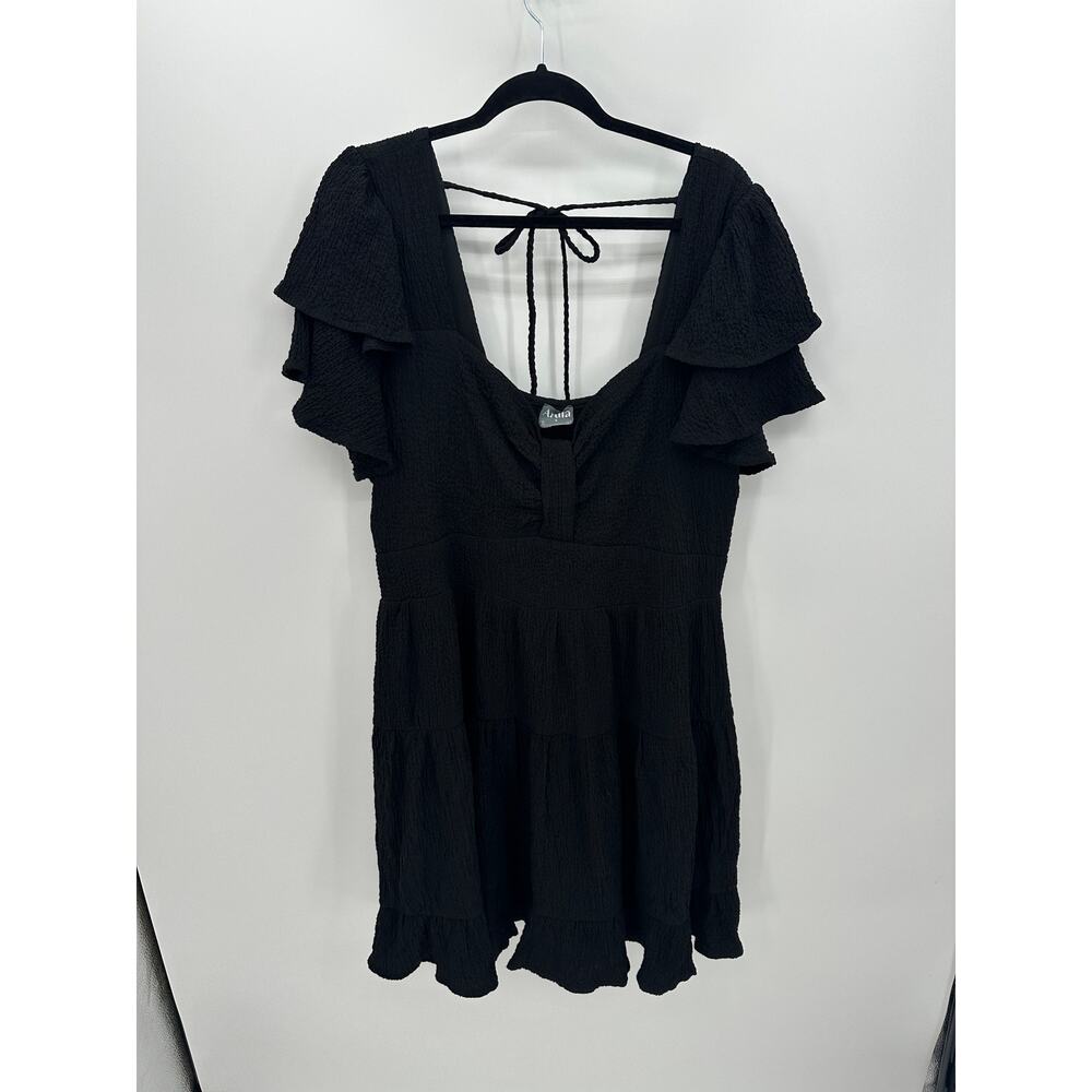 Arula Mini Dress Women‎ 1X Babydoll Gauze Flare Boho Dark Fairy Stretch Ruffle
